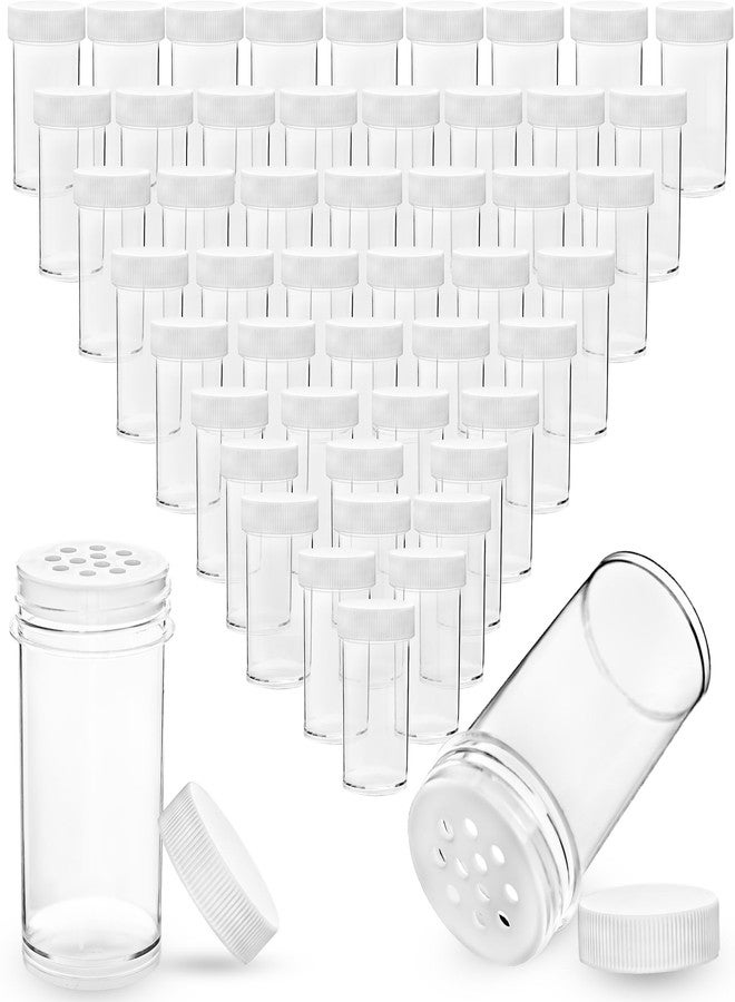 Conagel 50 Pack 1 oz Mini Plastic Spice Jars with White Caps Clear Round Spice Bottles with Sifters Small Empty Seasoning Containers for Travel Home Storing Spice Seasoning Powders - Image 1